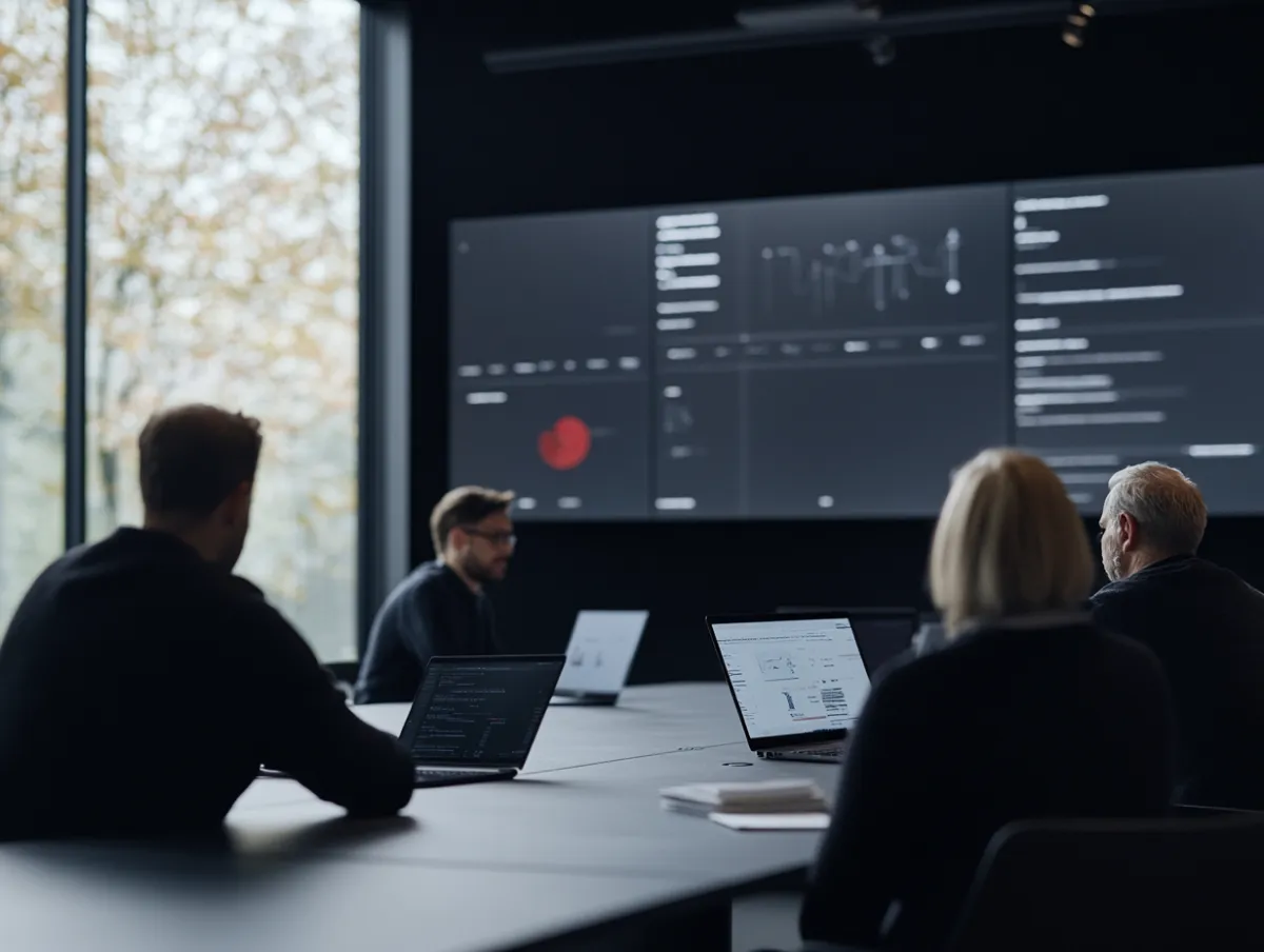 Market analysts in modern office